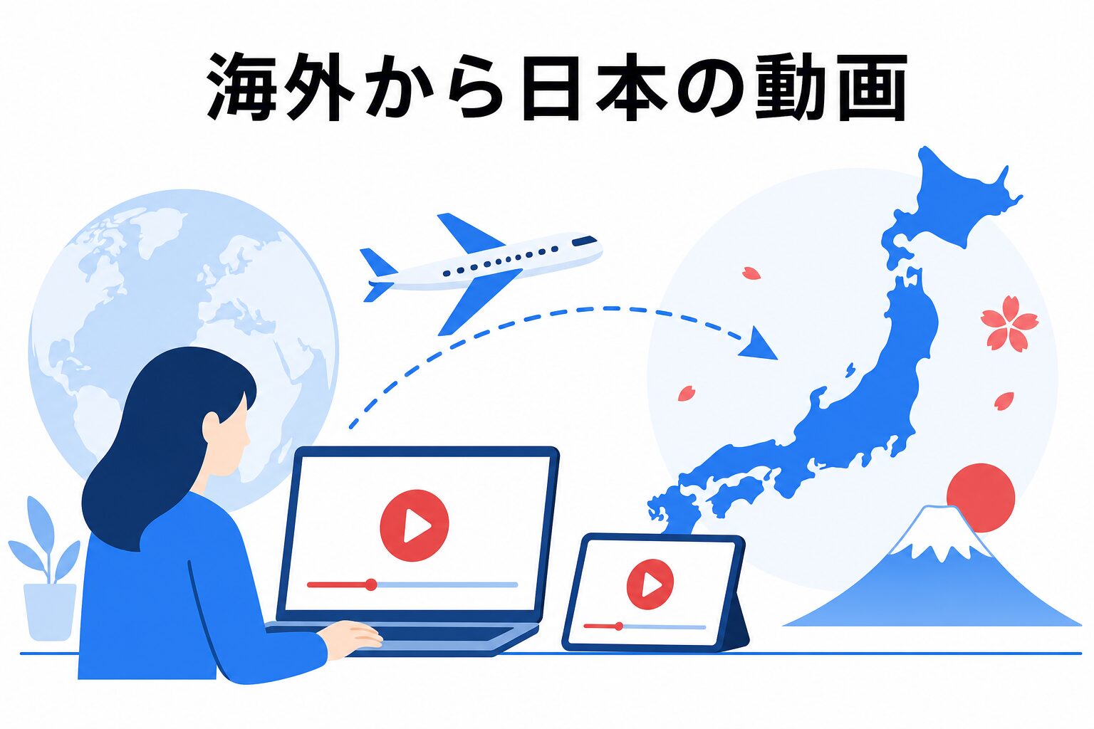 MillenVPNで海外から日本の動画サービスを視聴するイメージ
