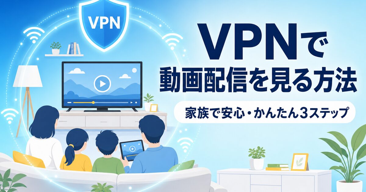 VPNで動画配信を見る方法 家族で安心かんたん3ステップ(アイキャッチ)