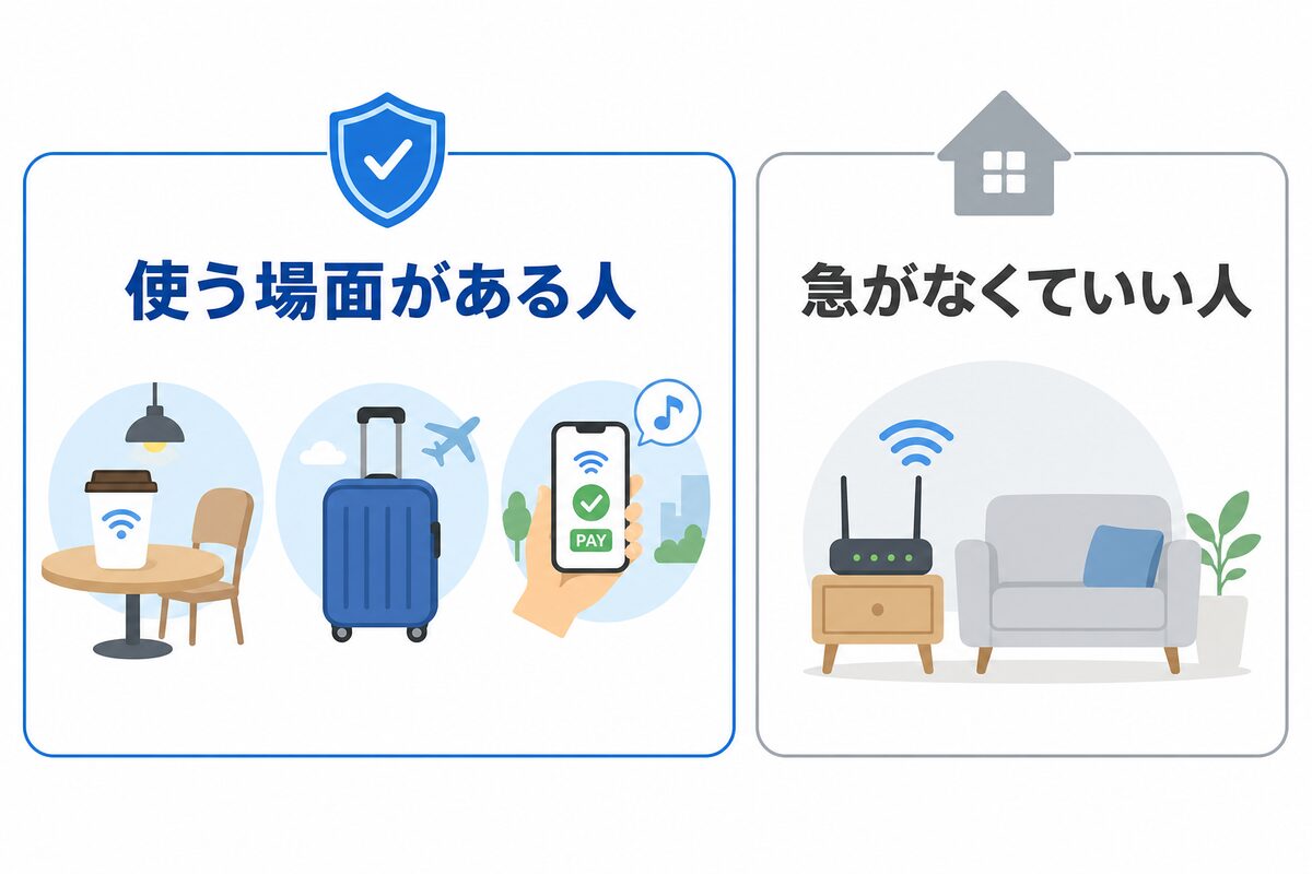 VPNを使う場面がある人と急がなくていい人の仕分け図